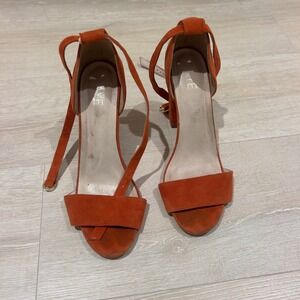 RAYE Burnt Orange Suede Block Heel Ankle Strap Sandals Size 9 Womens
